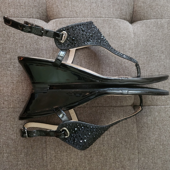 Black wedge rhinestone sandals - Picture 6 of 6